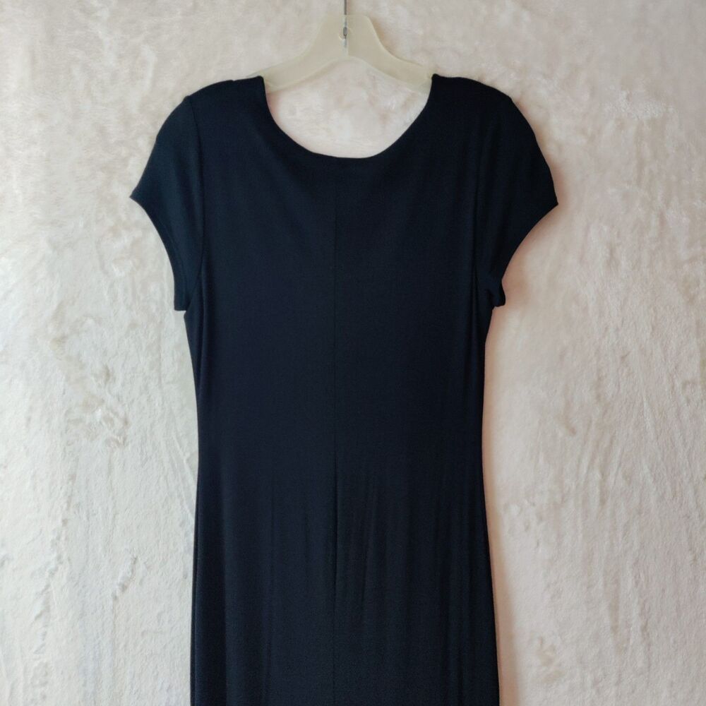 See You Monday Bodycon Midi Dress Black Stretch Cap Sleeve Lined Women's Sz L - Picture 9 of 16